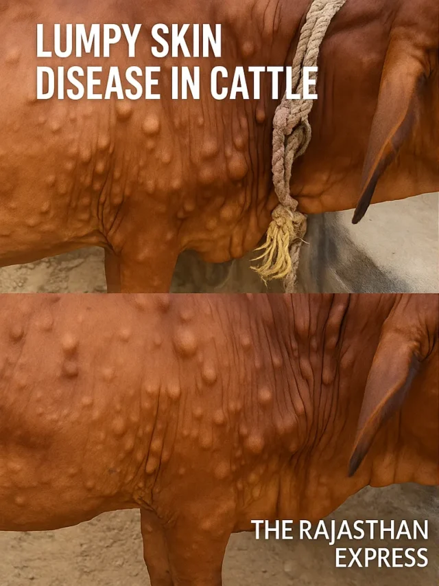 Cow with multiple raised skin nodules (2–5 cm) typical of lumpy skin disease. Close‑up of ulcerated skin lesion on bovine flank, showing necrotic core and swelling.Veterinarian administering capripoxvirus vaccine injection to a cow’s neck. Healing lumpy skin disease nodules on a cow, with scabs and light scarring. "Cow with lumpy skin disease showing circular skin nodules on neck and udder" "Flies feeding on cattle with lumpy skin disease lesions illustrating insect vector role"