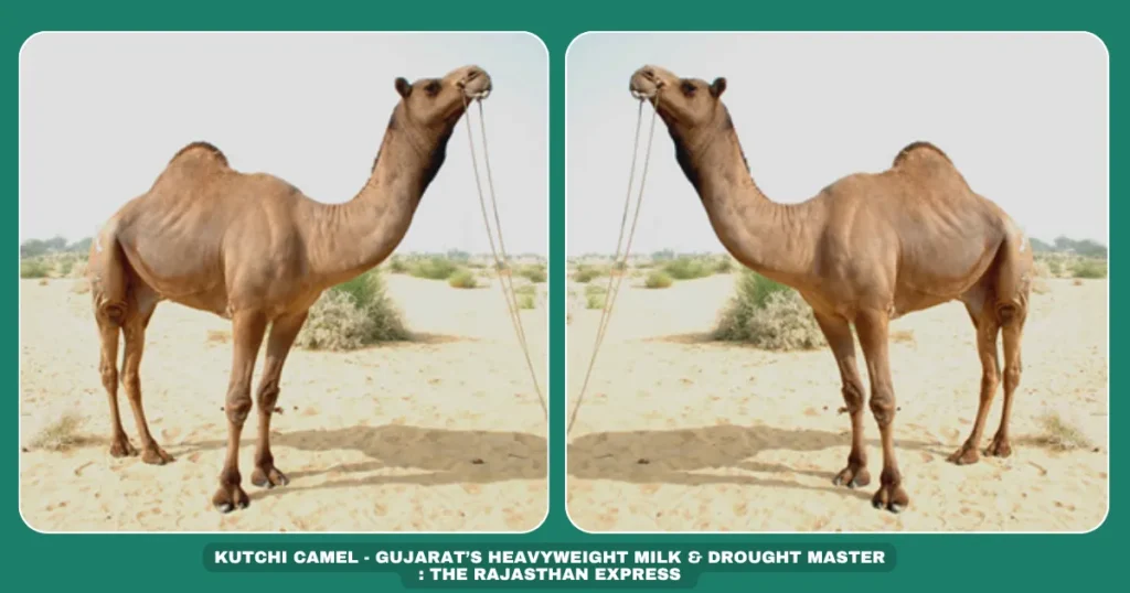 Kutchi camel breed Gujarat drought-resistant camels Heavy Indian camel breeds Camel milk production Gujarat Salt marsh adapted camels Banaskantha camel farmers Endangered camel breeds India Sindh-origin camels