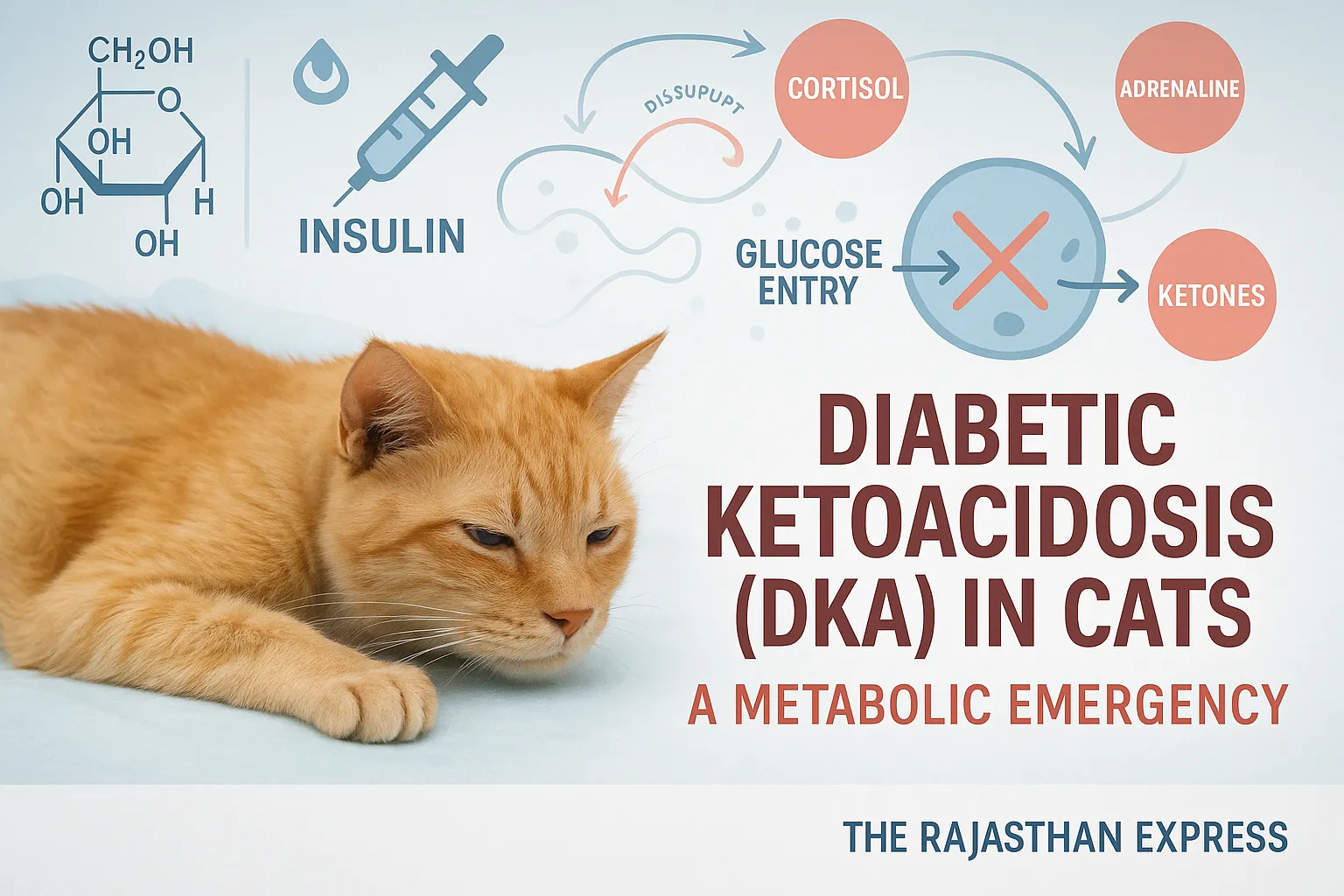 "Cat with diabetic ketoacidosis (DKA) showing clinical symptoms, treatment options, and survival strategies including insulin therapy and hydration."