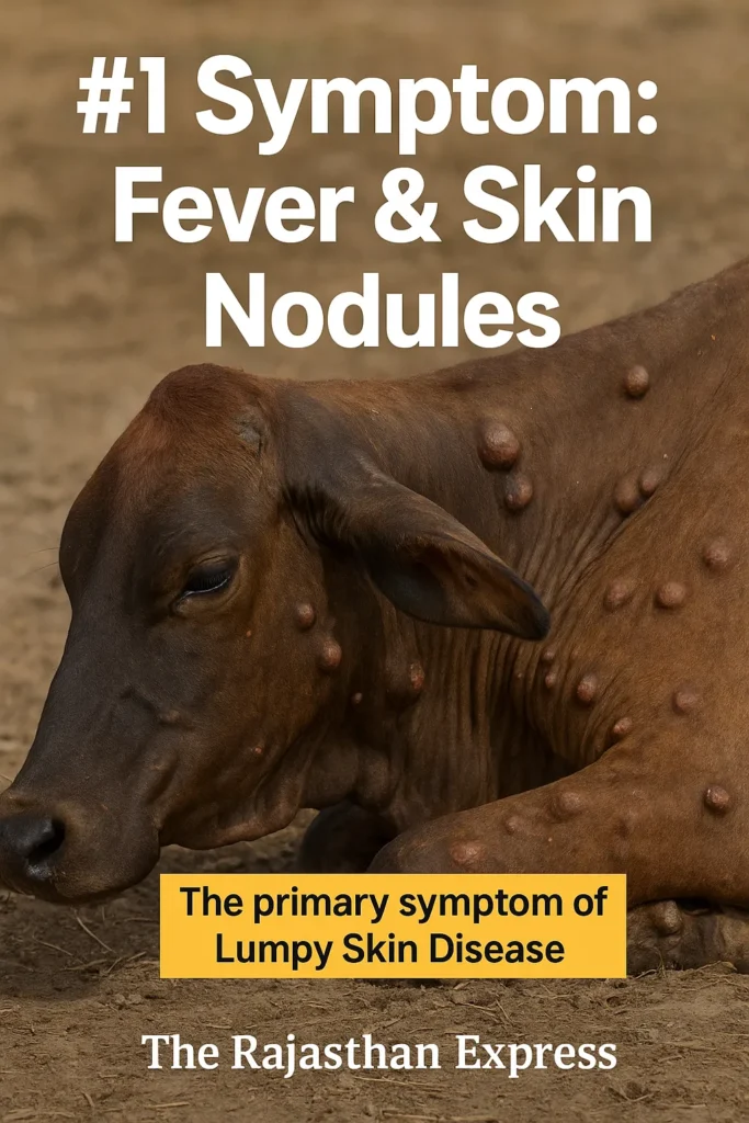 Cow displaying lethargy and classic skin nodules, the primary symptoms of Lumpy Skin Disease