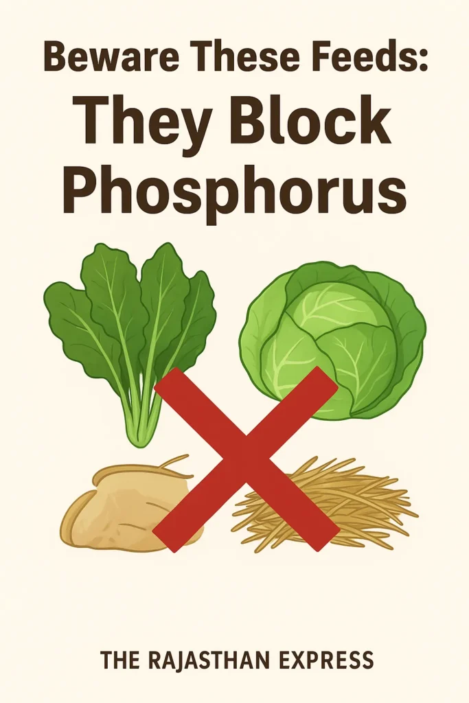Feeds that cause PPH including mustard leaves, cabbage, and paddy straw due to high oxalates or low phosphorus