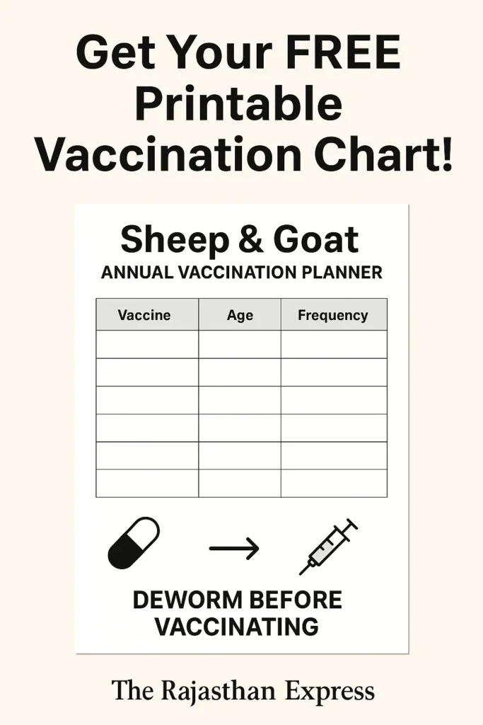 Free downloadable and printable annual vaccination planner for sheep and goat farmers