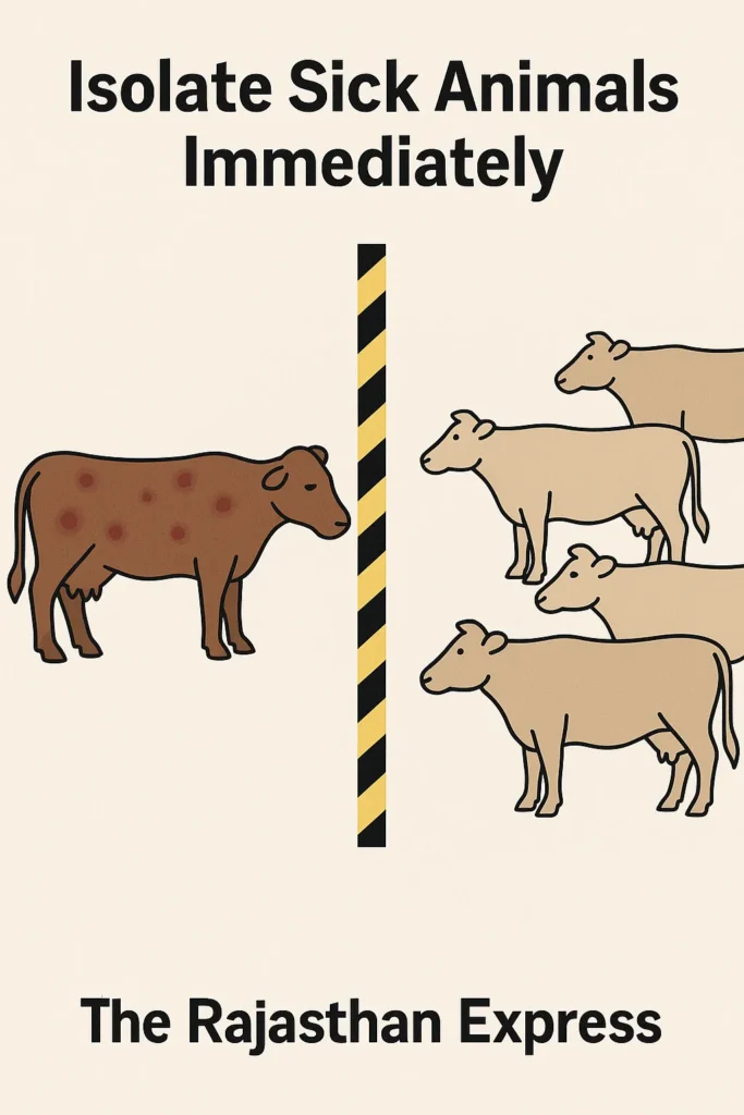 Infographic stressing the critical need to isolate cattle showing signs of Lumpy Skin Disease