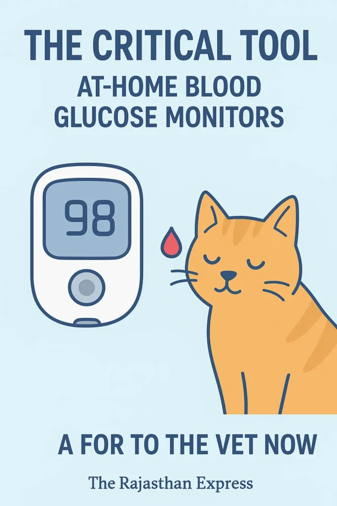 Using the AlphaTRAK 2 veterinary glucometer to check a diabetic cat's blood glucose levels at home to prevent crises