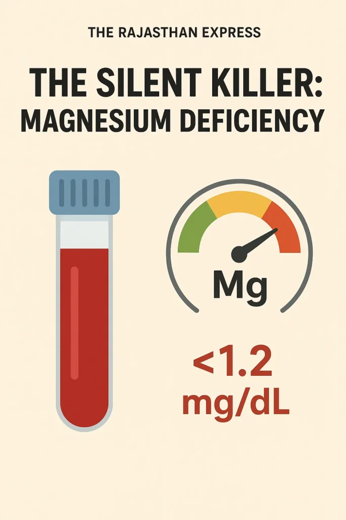 Clinical diagnosis of hypomagnesemia showing critical blood magnesium levels below 1.2 mg/dL in cattle