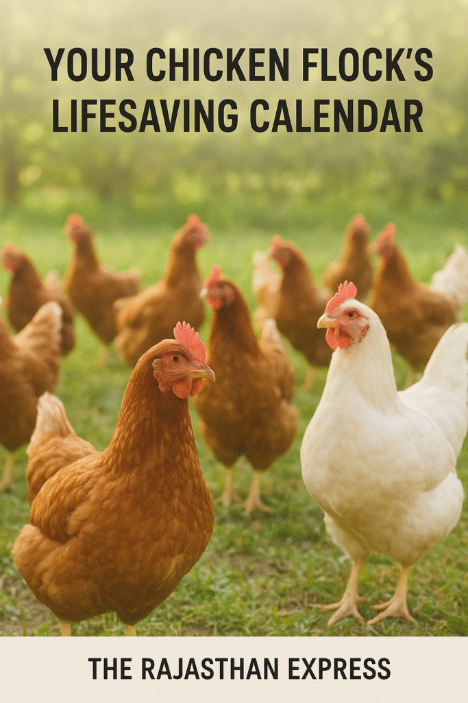 Healthy flock of chickens representing the goal of a proper vaccination schedule