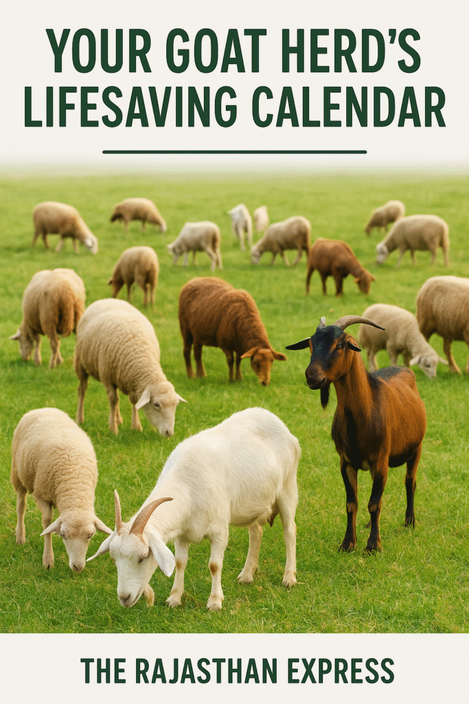 Healthy flock of goats and sheep, representing the goal of a proper vaccination schedule