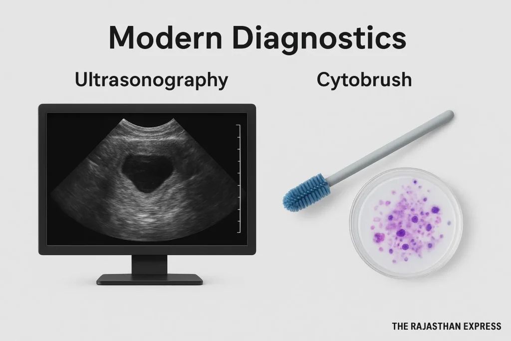 Comparison of modern diagnostics for uterine infection: Ultrasound imaging and Cytobrush Cytology for accurate cell analysis. THE RAJASTHAN EXPRESS.