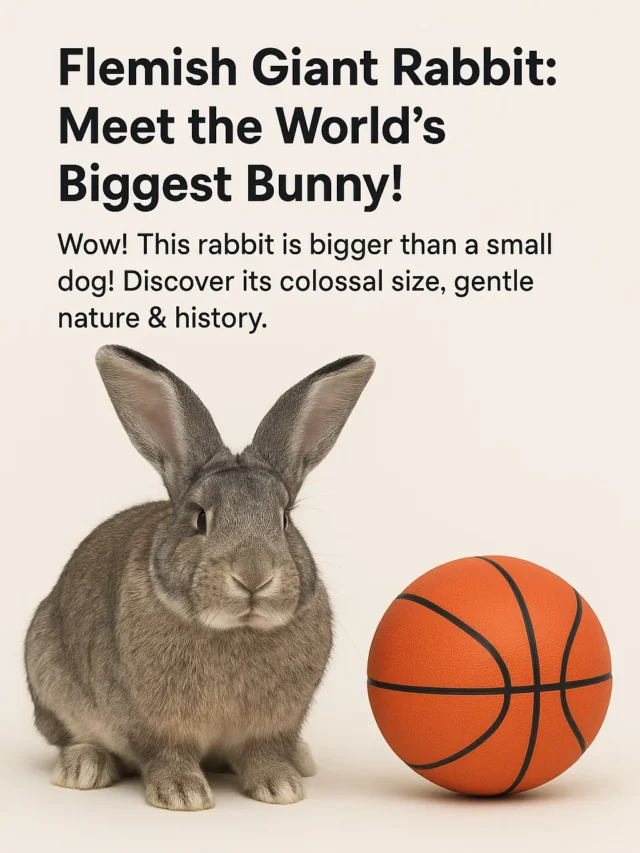 High-quality photo of a large, gray Flemish Giant rabbit sitting next to a common object to demonstrate its immense size.