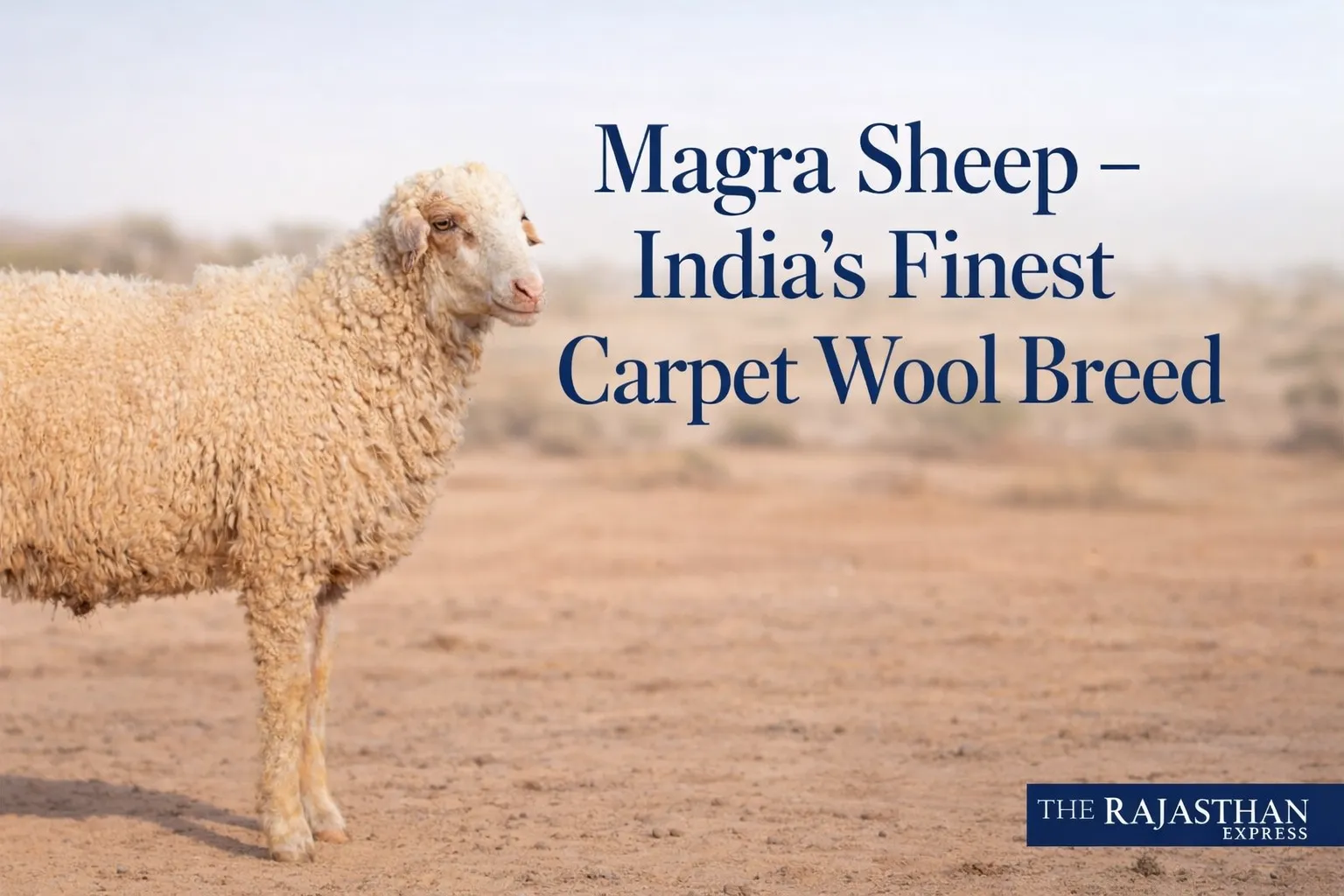 Magra sheep showing characteristic pure white fleece, medium body size, and strong desert adaptation making it India's finest carpet wool breed from Rajasthan.