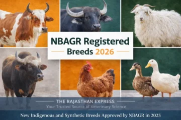 NBAGR registered breeds total 2026 infographic showing new indigenous and synthetic breeds approved by NBAGR in 2025, including cattle, buffalo, goat, and other species. NBAGR registered breeds NBAGR registered breeds pdf NBAGR registered breeds total NBAGR registered new breeds Nbagr registered breeds 2026 NBAGR cattle breeds NBAGR buffalo breeds NBAGR goat breeds Nbagr species Indian indigenous cattle breeds NBAGR breed registration NBAGR synthetic breeds Indian livestock breeds list ICAR NBAGR Karnal Breed Registration Committee BRC