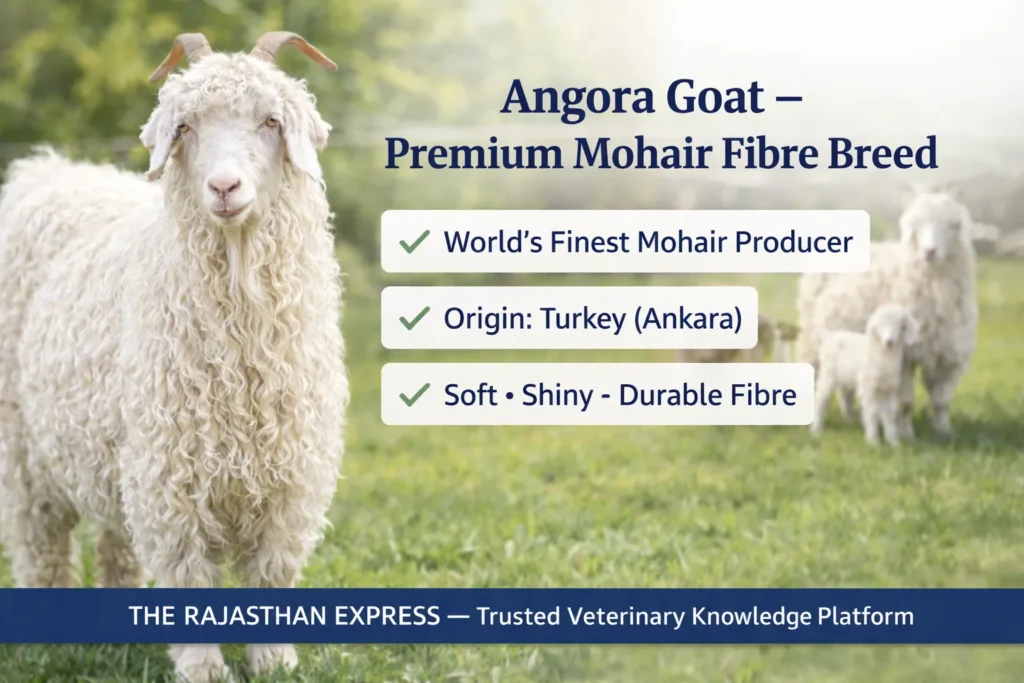 Angora goat as premium mohair fibre breed from Turkey, world's finest mohair producer known for soft, shiny, and durable fiber characteristics.
