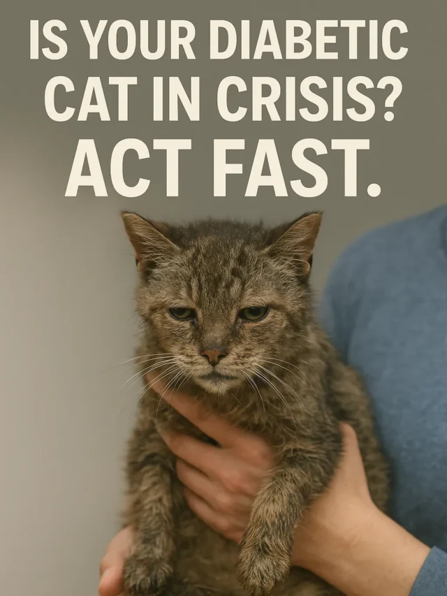 Emergency warning graphic asking if your diabetic cat is in crisis with urgent call to act fast for veterinary care.