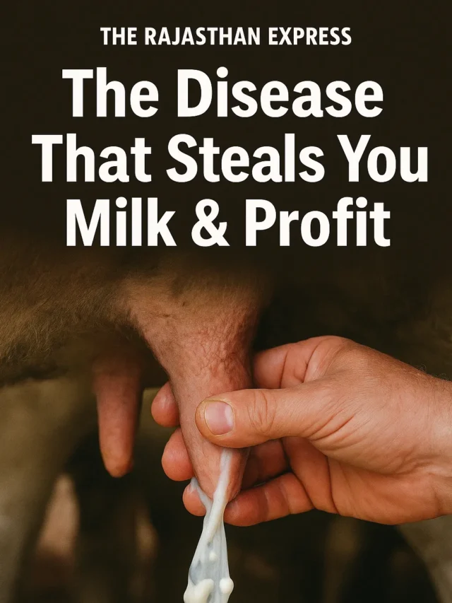 Mastitis impact graphic showing the disease that steals milk production and farm profit with economic loss indicators for dairy farmers.