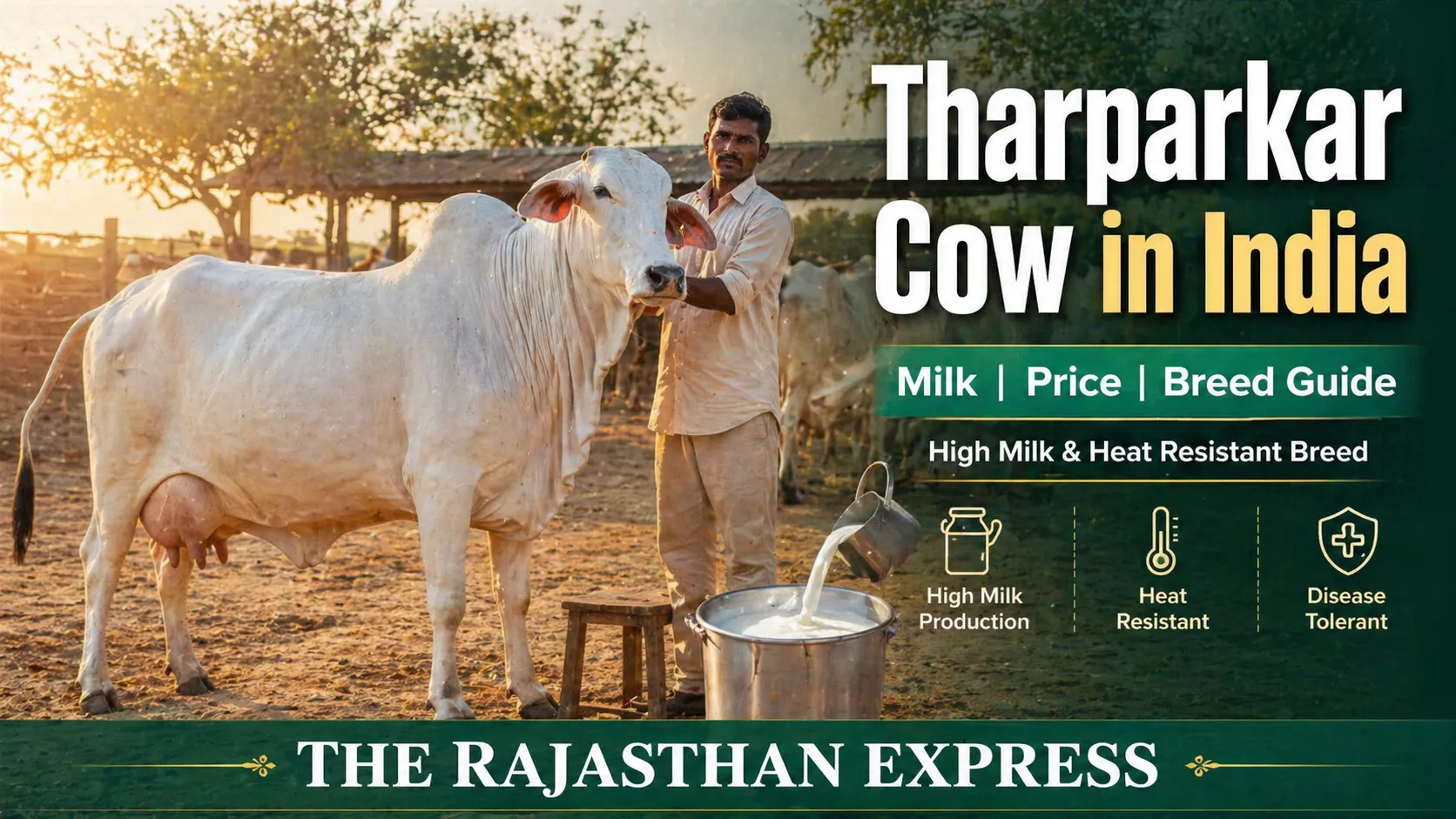 Tharparkar cow in India showing high milk production, heat resistant, and disease tolerant traits with breed guide.