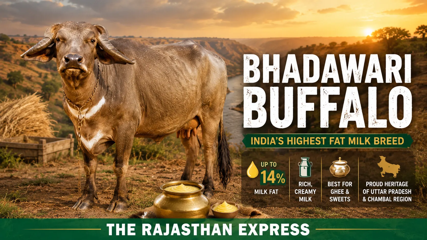 bhadawari buffalo price, bhadawari buffalo milk per day, bhadawari buffalo milk fat, pure bhadawari buffalo, bhadawari buffalo characteristics, bhadawari buffalo origin, bhadawari buffalo colour, bhadawari buffalo for sale, bhadawari bhains, bhadawari breed of buffalo, bhadawari chevron. Bhadawari buffalo milk per day averages 4-5 litres, but fat reaches 12.8%. Compare with Murrah, calculate ghee profit, and see lactation data.