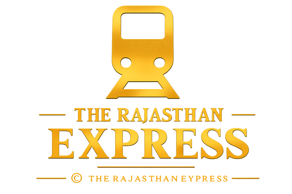 Golden colour logo of The Rajasthan Express – text reads "THE RAJASTHAN EXPRESS" in elegant golden tone. Represents excellence in veterinary care, livestock management, and animal disease awareness. A symbol of trust, dedication, and open‑source veterinary knowledge.